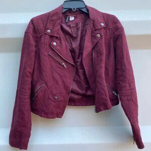 Suede maroon moto jacket